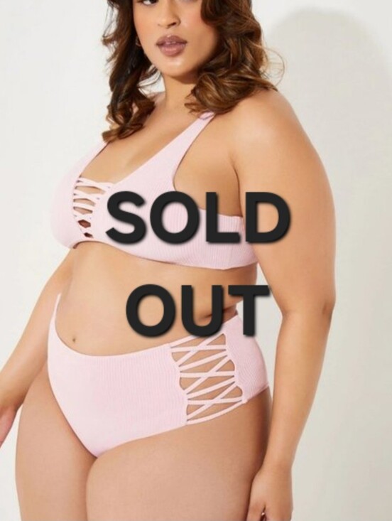 YMI Other - NWT YMI 2X Set Pink Ribbed Lattice Bikini Sexy Swim